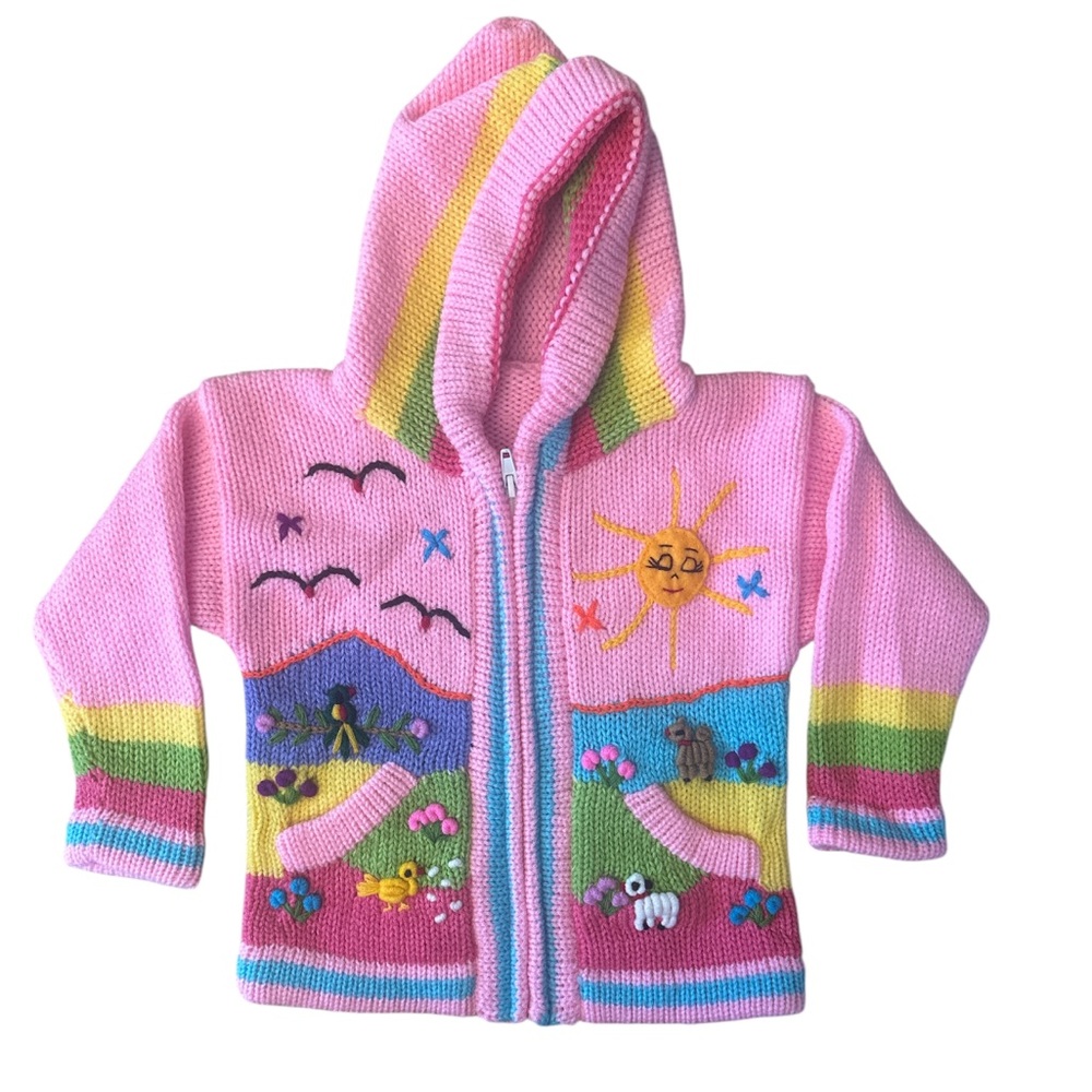 PERUVAN STYLE zip up hooded cardigan